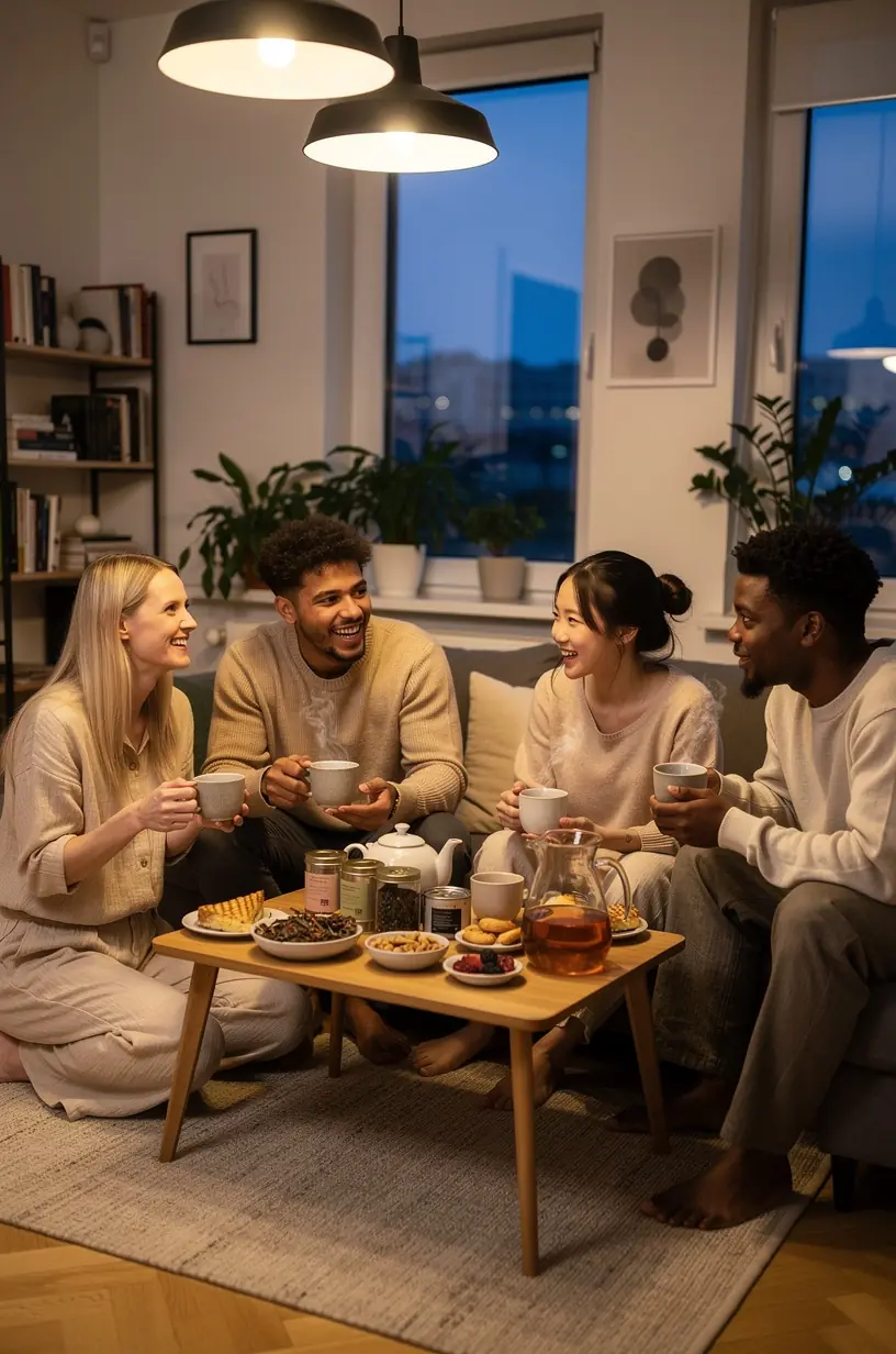 Šviežiai paruošta žolelių arbata su citrinos griežinėliais ir medumi ant balto stalo.